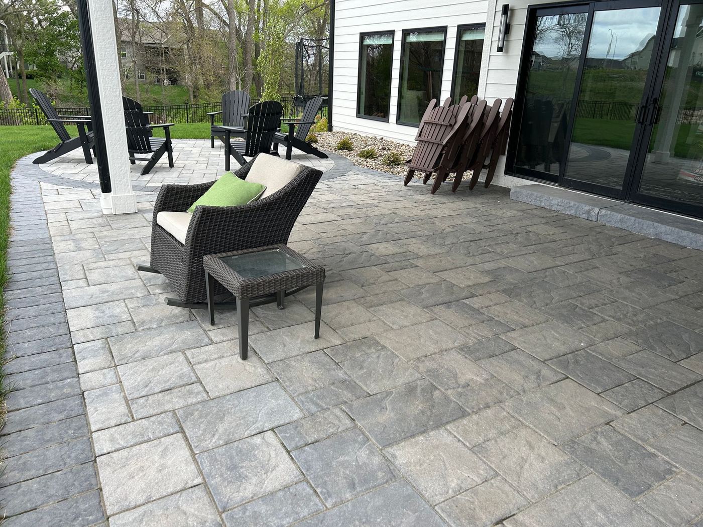 Paver patio under a covered deck
